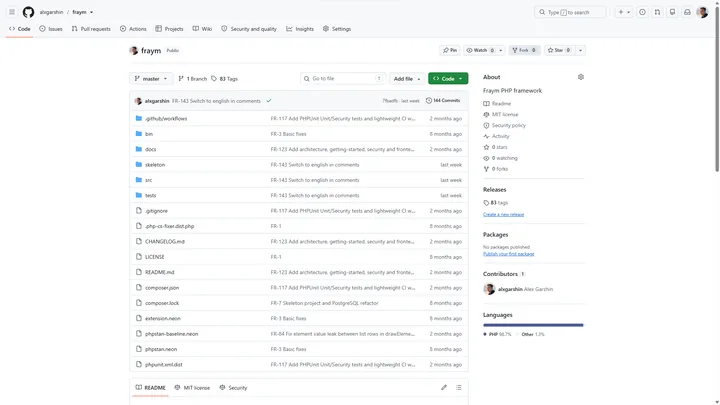 El repositorio de Fraym en GitHub
