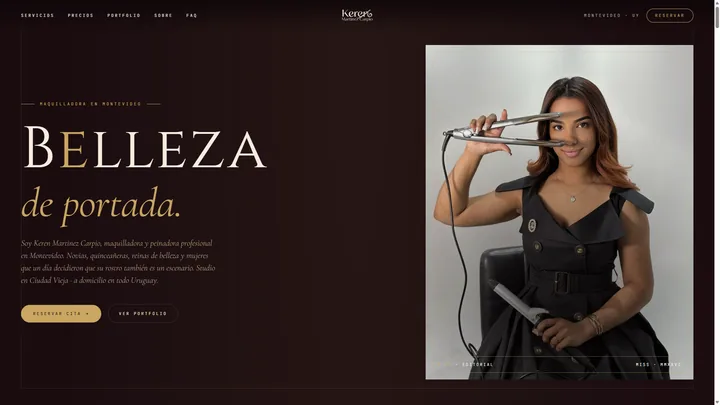 keren.uy on a computer: the home page with Keren’s photo