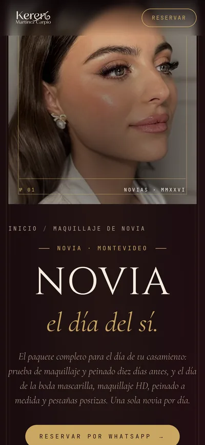 keren.uy on a phone: the bridal makeup page